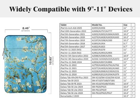 TiMOVO 9-11" Tablet Sleeve Bag for iPad 11-inch A16 2025, iPad 10th Gen. 10.9", iPad 10.2", iPad Air 11 Inch/5th/4th Gen. 10.9", Galaxy Tab A9 Plus 11", Protective Bag Fit Smart Keyboard, Sky Blue in Kuwait