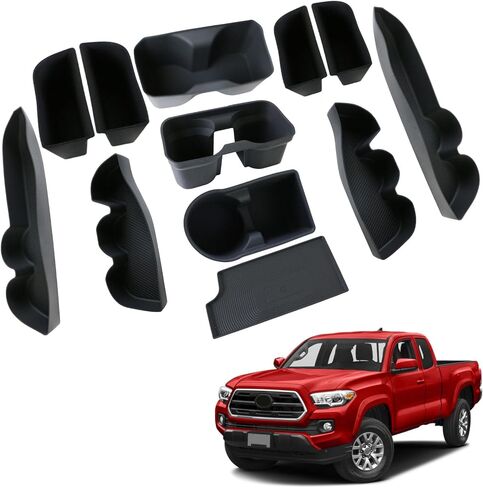 Interior Silicone Liner Insert for Tacoma 4th Gen 2024-2025, Silicone Cup Holder Set for Toyota Tacoma 2025 Accessories, Fits only Double Cab Models - Fully Covered in Kuwait