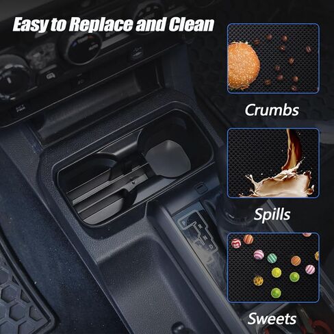 Interior Silicone Liner Insert for Tacoma 4th Gen 2024-2025, Silicone Cup Holder Set for Toyota Tacoma 2025 Accessories, Fits only Double Cab Models - Fully Covered in Kuwait