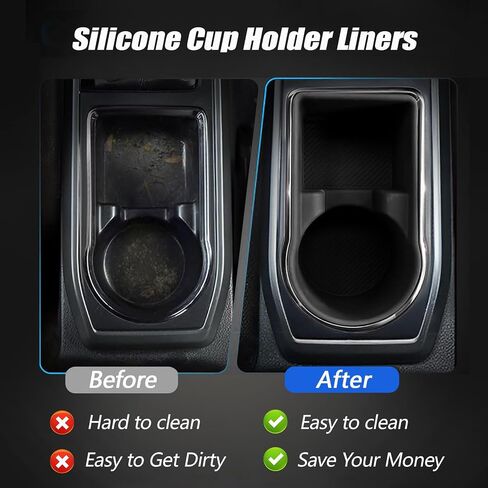 Interior Silicone Liner Insert for Tacoma 4th Gen 2024-2025, Silicone Cup Holder Set for Toyota Tacoma 2025 Accessories, Fits only Double Cab Models - Fully Covered in Kuwait
