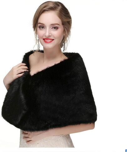 Yalice Women's Wedding Faux Fur Shawl and Wrap Bridal Fur Fur Scarf for for bride and bridesmaids (beige) in Kuwait