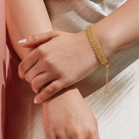 Gold Bracelet Stack 18K Gold Bracelets for Women Chunky Delicate Tapestry of Elegance Dainty Bracelet for Women in Saudi Arabia