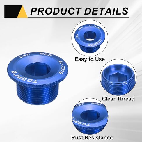 HARFINGTON Bike Crank Cover Screw M19 Aluminum Alloy Bicycle Crank Fixing Bolt Crankset Arm Chainwheel Screws for Mountain Bike, Colorful in Saudi Arabia