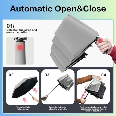 Windproof Travel Umbrella, Automatic Lightweight Compact Portable Folding Umbrella for Backpack, Small Umbrellas for Rain UV Sun Protection, Perfect for Car, Purse, Men and Women (Beige) in Kuwait