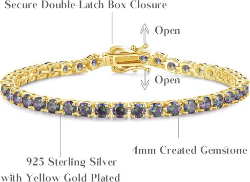 FANCIME November Birthstone Citrine Bracelet Gold Tennis Bracelets Fine Jewelry Wedding Bridal Prom Birthday Gift for Women Her, Length 7.9 Inch Width 4mm in Saudi Arabia