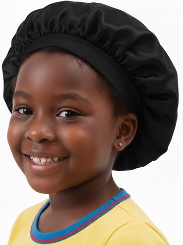 Donna Comfort Band Kid Bonnet - 1pc White Satin Shower Cap, Silk Bonnet for Sleeping in Saudi Arabia