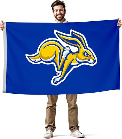 South Dakota State Jackrabbits 3' x 5' College Sports Printed Flag - NCAA Licensed - Nylon - School Banner (White, Gold) in Saudi Arabia