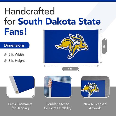 South Dakota State Jackrabbits 3' x 5' College Sports Printed Flag - NCAA Licensed - Nylon - School Banner (White, Gold) in Saudi Arabia