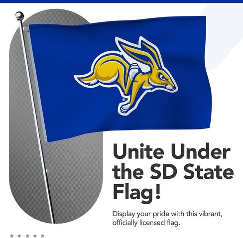 South Dakota State Jackrabbits 3' x 5' College Sports Printed Flag - NCAA Licensed - Nylon - School Banner (White, Gold) in Saudi Arabia