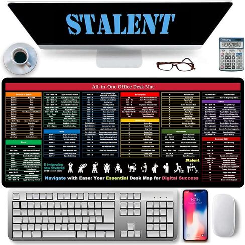 Computer Office Shortcuts Mousepad, Excel/Word/PPT Shortcut Cheat Sheet Mat, Desk Mat for Decor, Non-Slip Keyboard Mat, Employee Appreciation Gifts (Office, 11.8"x9.8" x0 .12" Small) in Kuwait