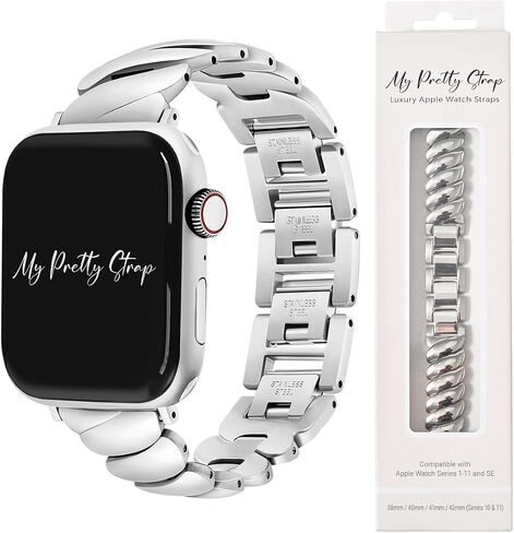حزام Apple Watch المتوافق مع STRAP - حزام IWATCH من الفولاذ المقاوم للصدأ للنساء - السلسلة 1-10 ، SE & ULTRA (38 مم/ 40 مم/ 41 مم/ 42 مم/ 44 مم/ 45 مم/ 49 ملم) - الذهب ، الفضة - in Kuwait