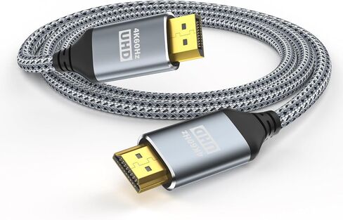 4K DisplayPort to HDMI Cable 3.3Feet, Supports 4K@60Hz/2K@120Hz, Uni-Direction DP 1.2 Computer to HDMI 1.4 Screen Cable Compatible with HP, ThinkPad, AMD, NVIDIA, Desktop and More in Kuwait