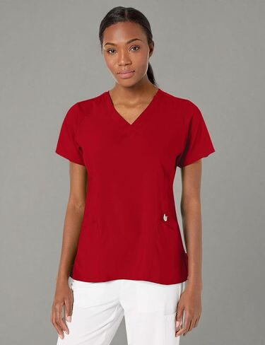 WonderWink Women's Plus-Size Women's Stylized V-Neck Top Shirt, Red, 4X-Large in Saudi Arabia