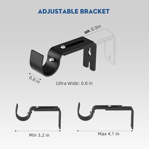 Matte Black Curtain Rod for Windows 48-84 inch Adjustable 1 inch Diameter Decorative Matte Black Curtain Rods with Brackets in Saudi Arabia