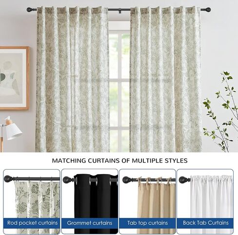 Matte Black Curtain Rod for Windows 48-84 inch Adjustable 1 inch Diameter Decorative Matte Black Curtain Rods with Brackets in Saudi Arabia