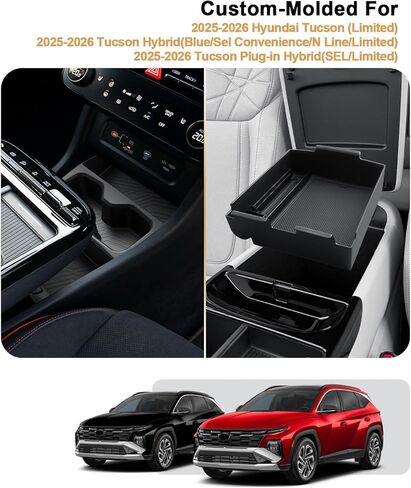 2025 Tucson Center Console Organizer - For 2025 Hyundai Tucson(Limited)/Tucson Hybrid(Blue/SEL Convenience/N Line/Limited) Center Console Storage Box - ONLY Fit 2025 Tucson With Electronic Shift in Kuwait