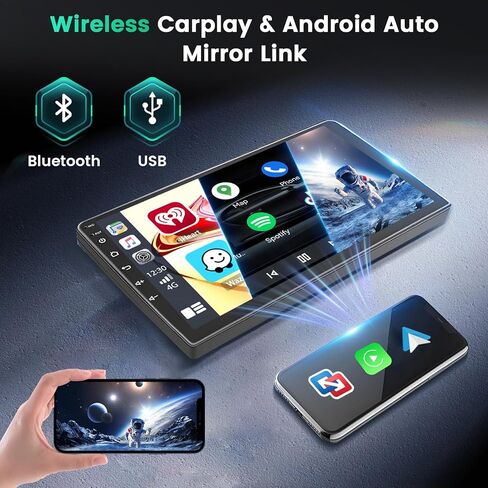 8 Core 4+64GB Wireless Carplay Stereo for 2005-2014 Toyota Fortuner Hilux Android Radio, Hikity 9'' Touch Screen Hilux Car Stereo, Android Auto, 32EQ DSP, WiFi, GPS Navi, SWC, Mic, Backup Cam, Black in Kuwait