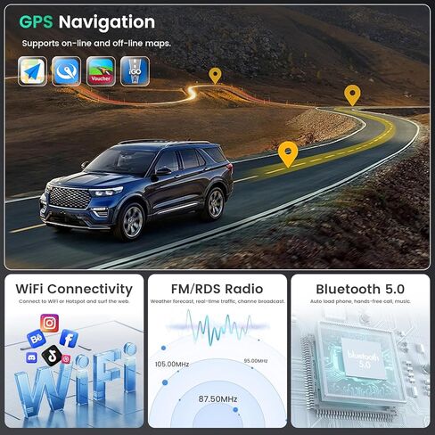 8 Core 4+64GB Wireless Carplay Stereo for 2005-2014 Toyota Fortuner Hilux Android Radio, Hikity 9'' Touch Screen Hilux Car Stereo, Android Auto, 32EQ DSP, WiFi, GPS Navi, SWC, Mic, Backup Cam, Black in Kuwait