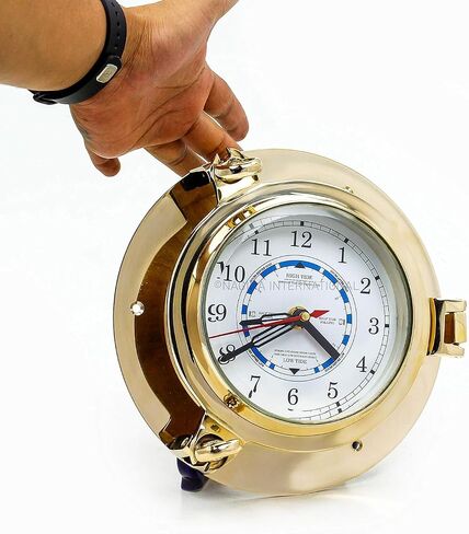 Nagina International Nautical Boat's Porthole Time & Tide Clock | Maritime Brass Ship's Decor (9 Inches) in Saudi Arabia