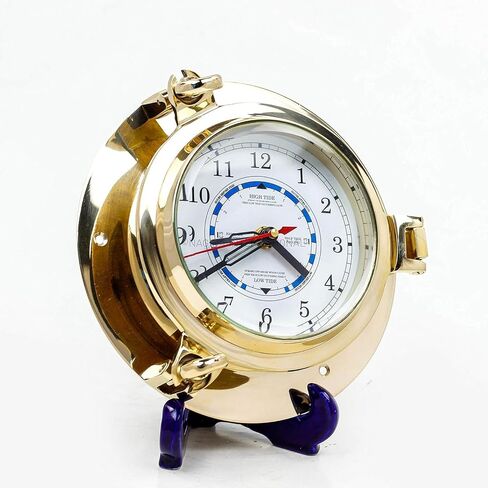 Nagina International Nautical Boat's Porthole Time & Tide Clock | Maritime Brass Ship's Decor (9 Inches) in Saudi Arabia