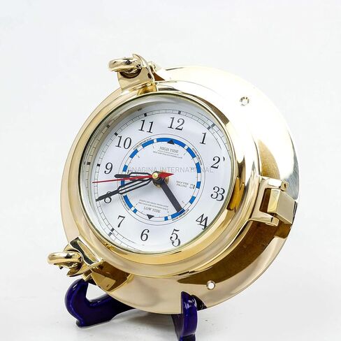 Nagina International Nautical Boat's Porthole Time & Tide Clock | Maritime Brass Ship's Decor (9 Inches) in Saudi Arabia
