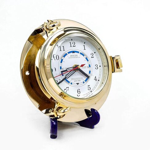 Nagina International Nautical Boat's Porthole Time & Tide Clock | Maritime Brass Ship's Decor (9 Inches) in Saudi Arabia