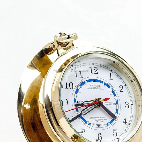 Nagina International Nautical Boat's Porthole Time & Tide Clock | Maritime Brass Ship's Decor (9 Inches) in Saudi Arabia
