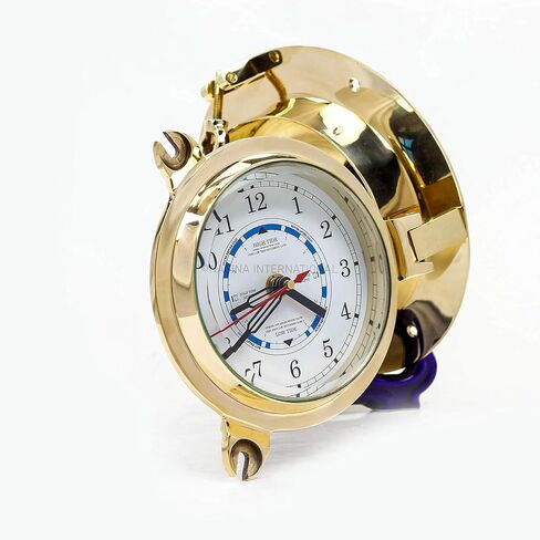 Nagina International Nautical Boat's Porthole Time & Tide Clock | Maritime Brass Ship's Decor (9 Inches) in Saudi Arabia