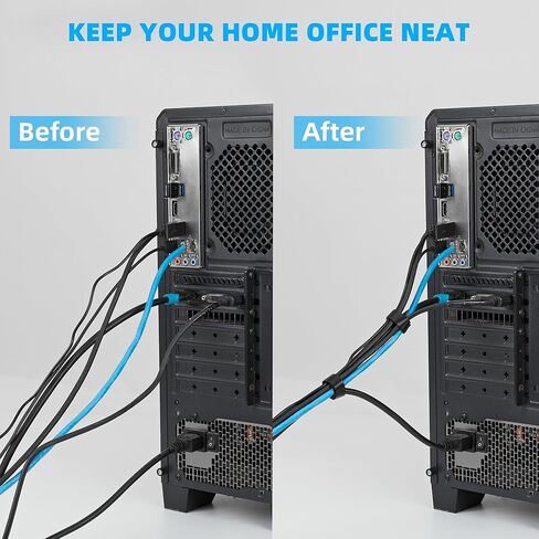 8 Yards x 1 Inch Adjustable Black Cable Straps – Reusable Hook and Loop Fastening Ties Roll with Free Cut Length for Wire Management and Cord Organization in Kuwait