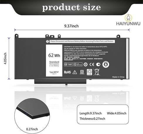 68Wh 3HWPP Laptop Battery 15.2V Replacement for Dell Latitude 5401 5410 5411 5501 5511 5510 Inspirion 17 7500/7506 2-in-1 Black Precision 3551 3541 03HWPP 10X1J N2NLL 1VY7F 451-BCMN in Kuwait