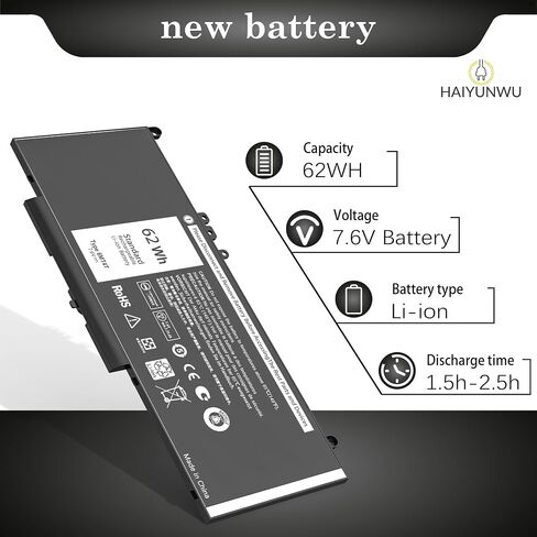 68Wh 3HWPP Laptop Battery 15.2V Replacement for Dell Latitude 5401 5410 5411 5501 5511 5510 Inspirion 17 7500/7506 2-in-1 Black Precision 3551 3541 03HWPP 10X1J N2NLL 1VY7F 451-BCMN in Kuwait