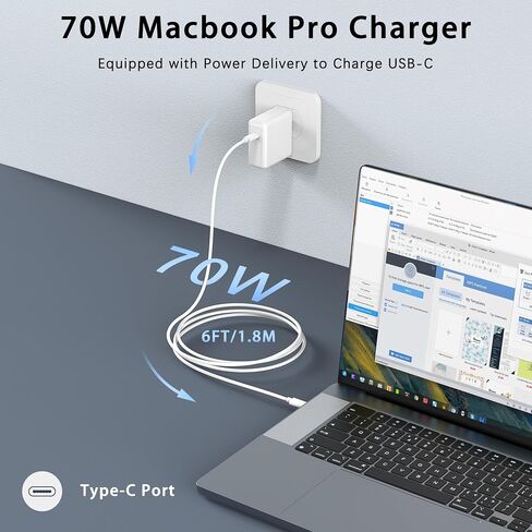 Mac Book Pro Charger - 118W USB C Charger Fast Charger Compatible with USB c Port MacBook pro & MacBook Air, ipad Pro, All USB C Device, Type C to Type C Cable Power Adapter Included 6.6 ft in Saudi Arabia