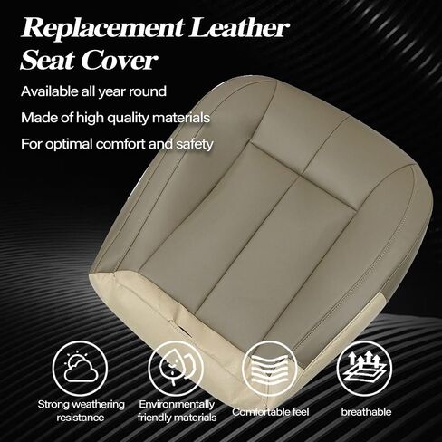 Secosautoparts السائق الأمامي السائق السفلي بديل مقعد جلدي تان متوافق مع جيب جراند شيروكي 1999 2000 2001 2002 2003 2004 in Saudi Arabia