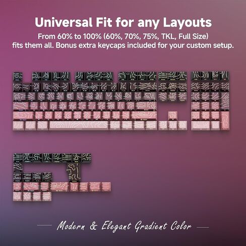 Black Pink PBT Keycaps - Shine Through Contour Design Key caps Set for Mechanical Keyboard,Cherry Profile for TKL US Layout Mechanical Keyboard(135 Keys) in Saudi Arabia