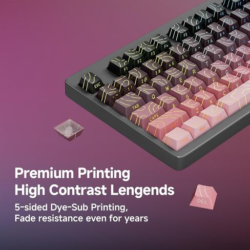 Black Pink PBT Keycaps - Shine Through Contour Design Key caps Set for Mechanical Keyboard,Cherry Profile for TKL US Layout Mechanical Keyboard(135 Keys) in Saudi Arabia