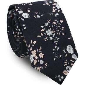 Cotton Floral Ties for Men, Thin Men's Flower Tie, Vintage Necktie for Wedding Beach School Party Business Prom in Saudi Arabia