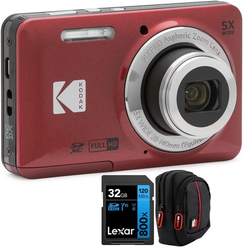 كاميرا رقمية Kodak Pixpro FZ55 ، حزمة سوداء مع Lexar 32GB عالية الأداء 800X UHS-I SDHC CARD in Kuwait