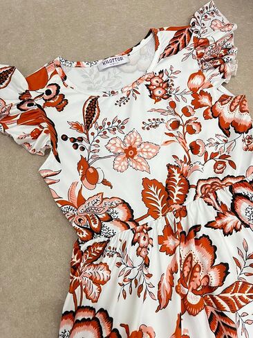 Girl's Dress Summer Boho Floral Flutter Sleeve Party Casual A Line Vacation Maxi Dress 9-14 Years in Saudi Arabia
