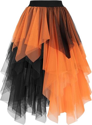 تنانير نسائية من Ellames من التول، تنانير منتفخة ذات طبقات عالية ومنخفضة بطول متوسط، تنورة توتو غير منتظمة in Kuwait