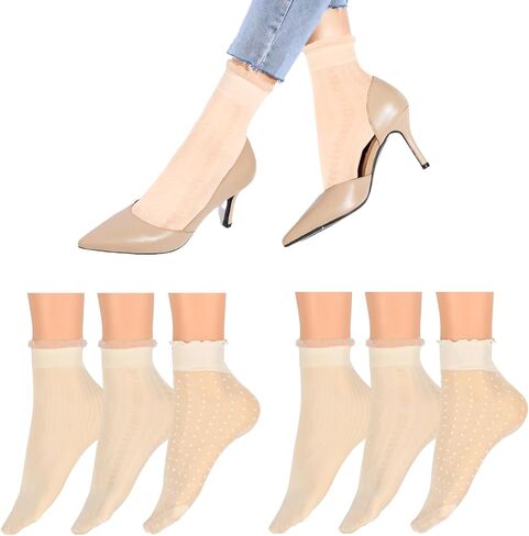 3 Pairs Womens Lace Ankle White Ruffle Frilly Dress Sexy Mesh Lace Trim Lolita Sock Lacy Ruffled Bootie Socks in Kuwait