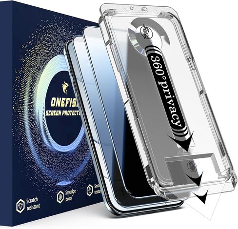 4 Way Privacy Screen Protector 360° Anti-Spy Tempered Glass for iPhone 14 Pro 9H+ Hardness HD Clear Anti-Fingerprint Case Friendly Easy Installation in Saudi Arabia