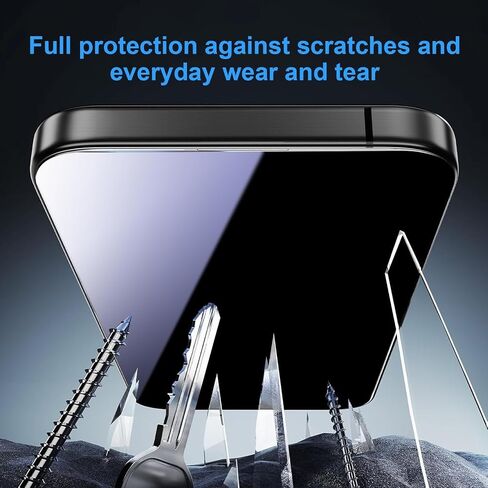 4 Way Privacy Screen Protector 360° Anti-Spy Tempered Glass for iPhone 14 Pro 9H+ Hardness HD Clear Anti-Fingerprint Case Friendly Easy Installation in Saudi Arabia