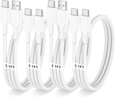 4 حزمة شحن كبل شحن 60W 3.1 قدم (2 حزمة USB إلى كابل USB C و 2 حزمة USB C إلى كابل USB C) النوع C 60W شحن الشحن السريع لجهاز iPhone و iPad و AirPods و MacBook و Samsung و Moto والمزيد (أسود) in Kuwait