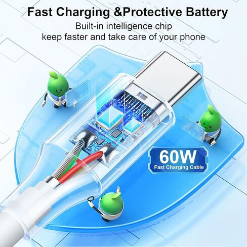 4 حزمة شحن كبل شحن 60W 3.1 قدم (2 حزمة USB إلى كابل USB C و 2 حزمة USB C إلى كابل USB C) النوع C 60W شحن الشحن السريع لجهاز iPhone و iPad و AirPods و MacBook و Samsung و Moto والمزيد (أسود) in Kuwait