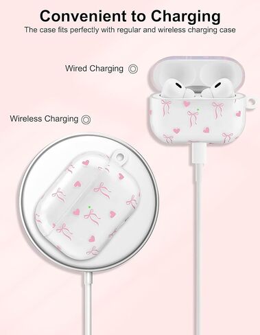 متوافق مع Airpods Pro Case ، تصميم جمالي كبير للقوس الكبير مع Carabiner ، ناعم TPU الجلد المضاد للخلع الغطاء الصدمات للنساء للنساء in Kuwait