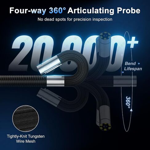 360 درجة مفصلية كاميرا Borescope - Jeseral 5 "HD 1080P شاشة الكاميرا مع 6 ضوء ، منظار مع 6.2 مم مسبار IP67 مقاوم للماء ، 3x ZOOM 4 -اتجاه borescope مع كابل مرن in Kuwait