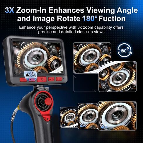 360 درجة مفصلية كاميرا Borescope - Jeseral 5 "HD 1080P شاشة الكاميرا مع 6 ضوء ، منظار مع 6.2 مم مسبار IP67 مقاوم للماء ، 3x ZOOM 4 -اتجاه borescope مع كابل مرن in Kuwait