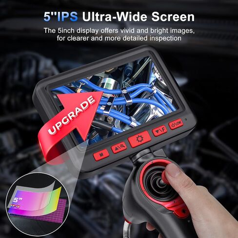 360 درجة مفصلية كاميرا Borescope - Jeseral 5 "HD 1080P شاشة الكاميرا مع 6 ضوء ، منظار مع 6.2 مم مسبار IP67 مقاوم للماء ، 3x ZOOM 4 -اتجاه borescope مع كابل مرن in Kuwait