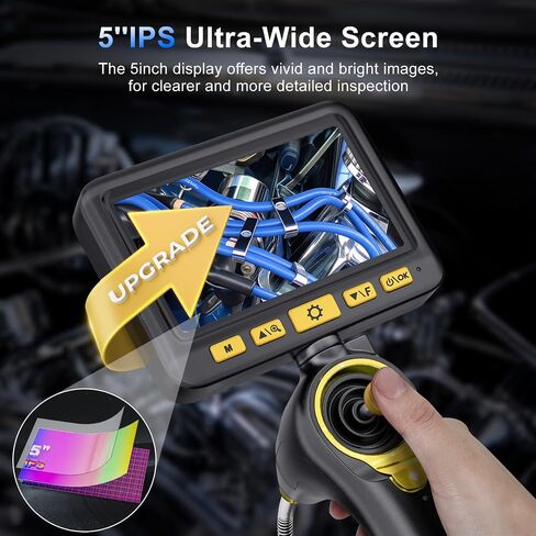 360 درجة مفصلية كاميرا Borescope - Jeseral 5 "HD 1080P شاشة الكاميرا مع 6 ضوء ، منظار مع 6.2 مم مسبار IP67 مقاوم للماء ، 3x ZOOM 4 -اتجاه borescope مع كابل مرن in Saudi Arabia
