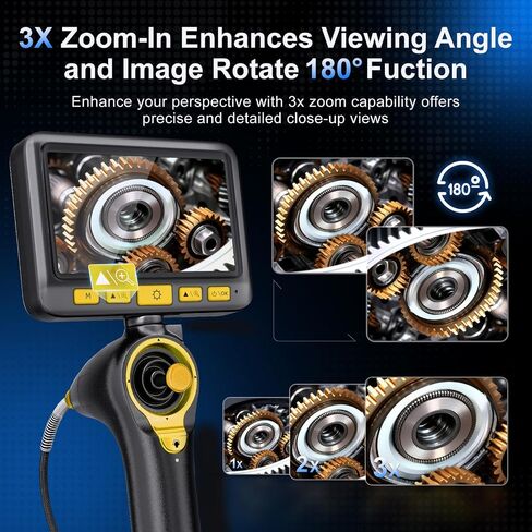 360 درجة مفصلية كاميرا Borescope - Jeseral 5 "HD 1080P شاشة الكاميرا مع 6 ضوء ، منظار مع 6.2 مم مسبار IP67 مقاوم للماء ، 3x ZOOM 4 -اتجاه borescope مع كابل مرن in Saudi Arabia